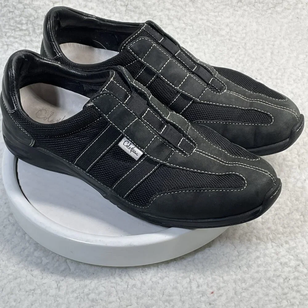 Cole Haan Sneakers Womens Size 7B Black Nike Air Soles Slip On Comfort Shoes